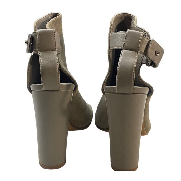 VINCE Women Heel Size 8 Gray Addison Peep Toe Block Suede Casual Party Office - Picture 7 of 12